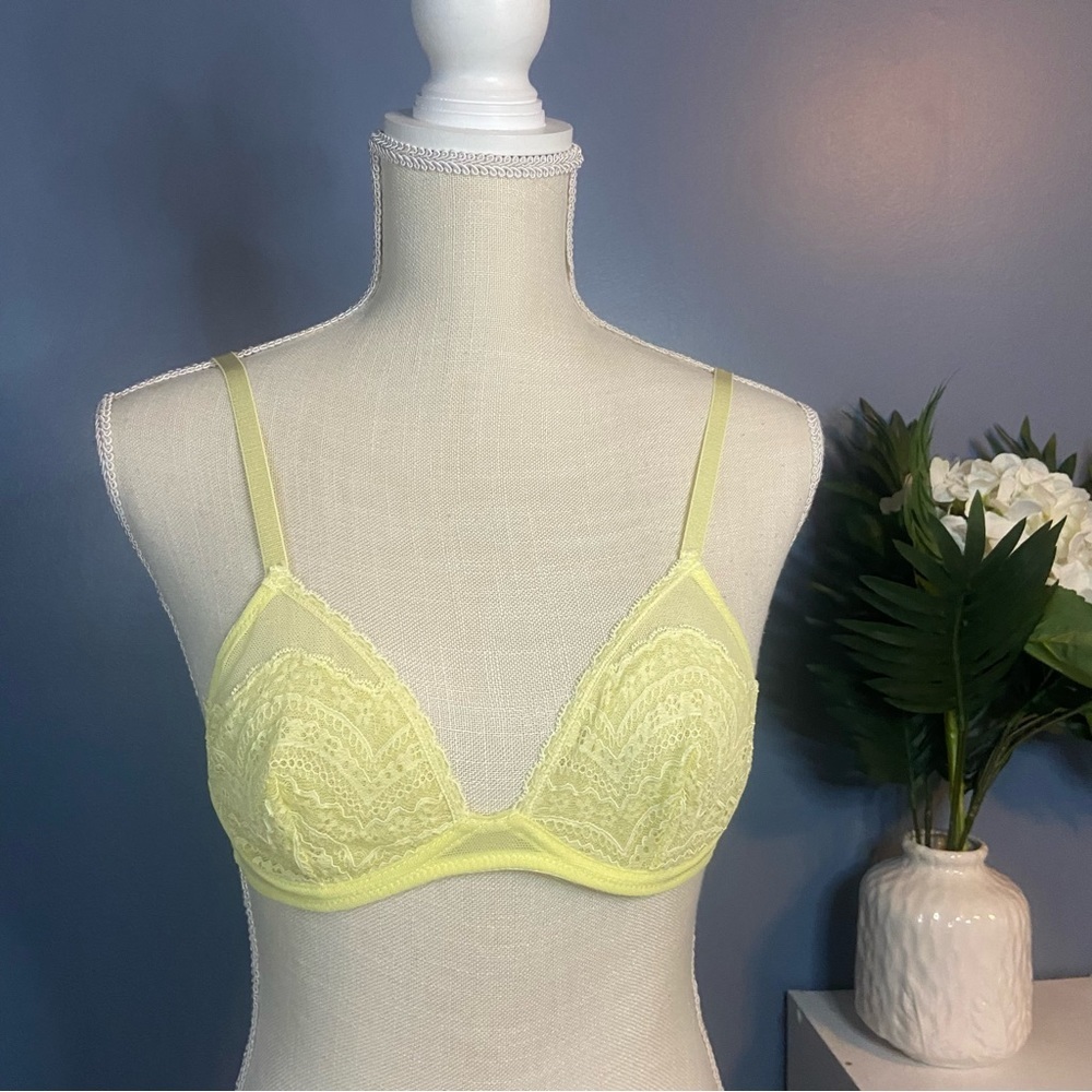 Intimately Free People Yellow Floral Lace Bra